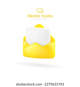 3d vector icon. Social media set. Open male icon. Inbox symbol.