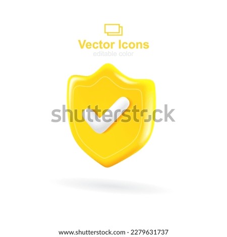 3d vector icon. Social media set. Shield icon. Protection symbol.	