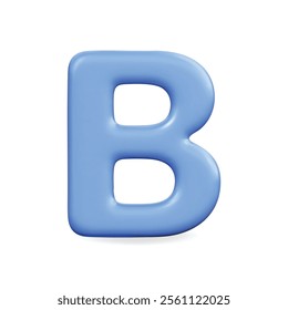 3D vector icon of a soft blue letter B, playful design ideal for educational and creative themes