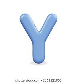 3D vector icon of a stylized blue letter Y, modern design suitable for graphic projects and branding