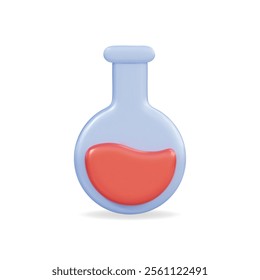 3d vector icon of a stylized laboratory flask with a red liquid, ideal for science and education themes