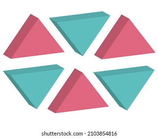 3d vector icon triangle pink and blue, for your decoration property images, geometric style