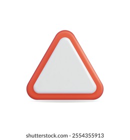 3d vector icon of a triangular warning sign in red and white colors