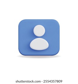 3d vector icon of a user silhouette in blue representing digital identity