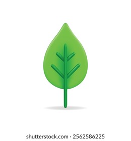 3d vector icon of a vibrant green leaf, symbolizing nature and growth with a smooth design