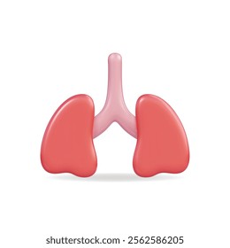 3d vector icon of vibrant pink and red human lungs, symbolizing health and respiration