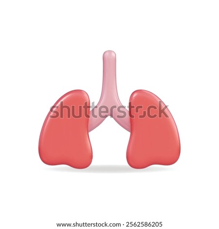 3d vector icon of vibrant pink and red human lungs, symbolizing health and respiration