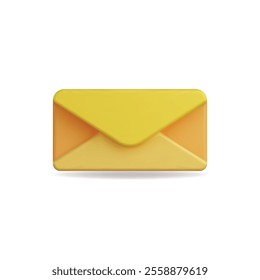 3d vector icon of a vibrant yellow envelope, symbolizing communication