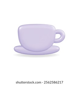 3d vector icon of a violet cup, featuring a smooth, rounded design ideal for modern kitchen themes