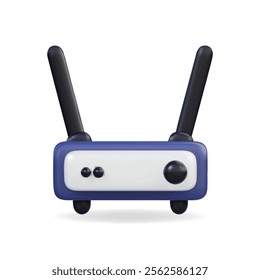 3D vector icon of a wireless router in blue and black, symbolizing connectivity and modern technology