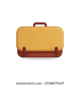 3d vector icon of a yellow suitcase with a brown handle and minimal details