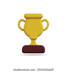 3d vector icon of a yellow trophy, symbolizing victory and achievement