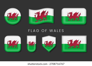 3d Vector Icons of the Wales Flag – Iconic Red Dragon Design