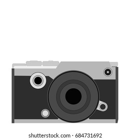 3D vector illustration abstract art / icon of a retro / vintage rangefinder style film or digital camera, isolated on white with copy space for text.