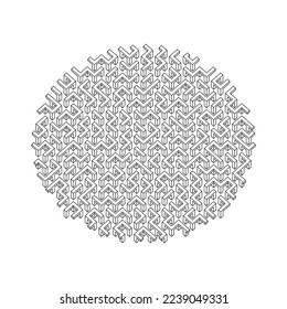 Ilustración vectorial 3d de un laberinto redondo abstracto en blanco y negro	

