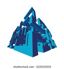 Ilustración vectorial 3d de un laberinto azul abstracto