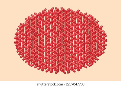 3d vector illustration of an abstract colorful round maze