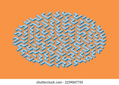 Ilustración vectorial 3d de un laberinto redondo colorido abstracto
