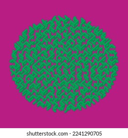 3d vector illustration of an abstract colorful round maze	
