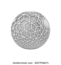 3D vector illustration. Abstract geometric shape, dotwork style.