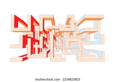 3d vector illustration of an abstract maze