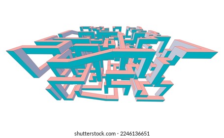 3d vector illustration of an abstract maze