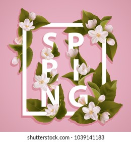 3d vector illustration apple blossom