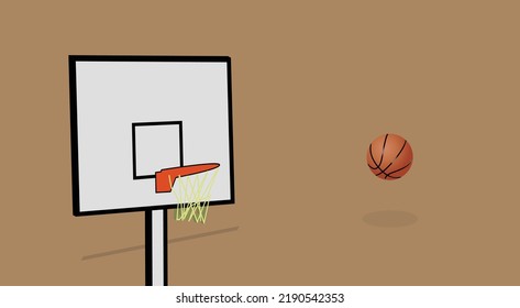 3d Vector illustration of Basketball in the air going to the hoop basket concept design. 