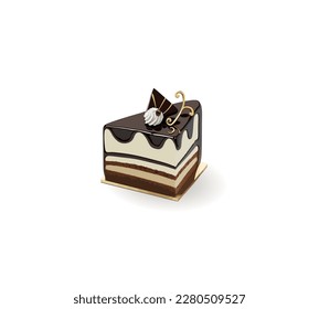 Ilustración vectorial 3D de una torta de leche de ave basada en el soufflé