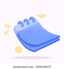 3d vector illustration of a blue and glittering calendar, symbolizing marking an important day