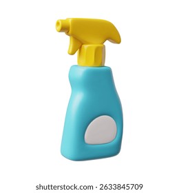 3d vector illustration of blue yellow spray bottle for water or chemicals. Household tool for home and garden. Cartoon style. Isolated icon. Rendering.