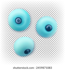 Ilustración vectorial 3D de arándanos aislados sobre fondo transparente. Un conjunto de bayas dulces azules maduras de dibujos animados.