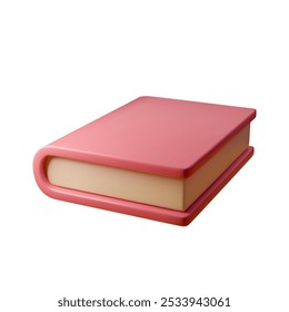 Ilustración vectorial 3D de un libro con una cubierta rosa. Un modelo sencillo y minimalista adecuado para proyectos educativos, de oficina y corporativos. Diseño elegante y moderno