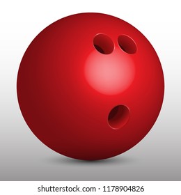 3d vector illustration. Bowling ball. Isolated on a gray background.