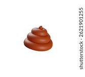 3D vector illustration of brown poop. Smelly Animal excrement. Pile of feces. Emoji icon. Stinky shit. Cartoon style. Isolated white background. Minimalism. Render.