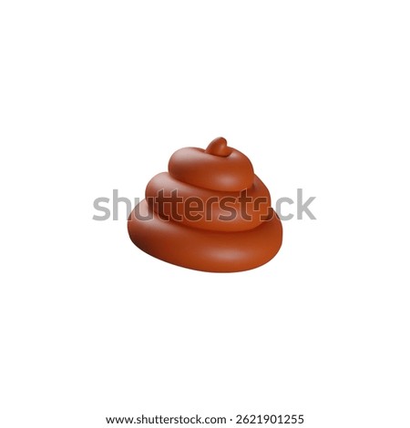 3D vector illustration of brown poop. Smelly Animal excrement. Pile of feces. Emoji icon. Stinky shit. Cartoon style. Isolated white background. Minimalism. Render.