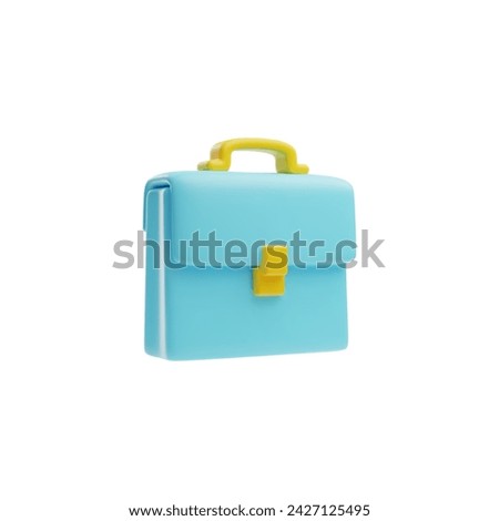 3D vector illustration of a business or school briefcase for carrying documents. Education, learning, business or finance concept, on isolated background. Cartoon minimalistic style.