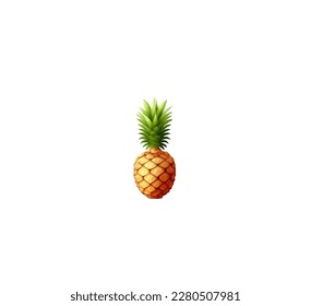 3d vector illustration of cartoon pineapple isolated on white background