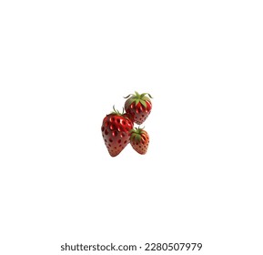 3d vector illustration of cartoon strawberries isolated on white background
