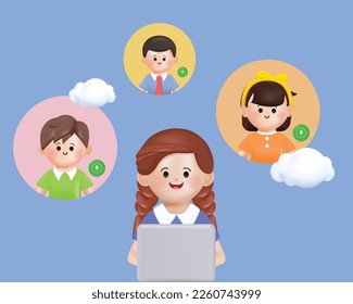 3d vector illustration cartoon teamwork business people group. 3d vector cartoon people design. Business character teamwork.