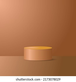 3d vector illustration of a chocolate podium with gradient brown background for product display. social media advertising brochure