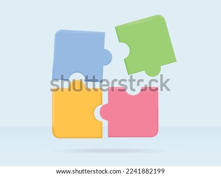 3D Vector Illustration of Colorful jigsaw puzzle cube, strategy jigsaw business and education