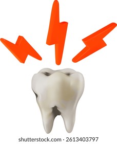 3D Vector illustration of  Concept of tooth cavity, toothache, dental care, pain,  Mesh gradient wes