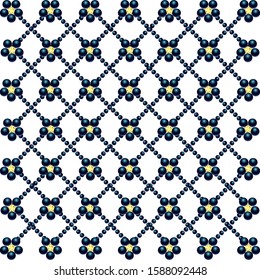 3D vector illustration with crystal flowers, beads and rhinestones. Print pattern for fabric design, print for textile, scarf, underwear, packaging , scrapbooking, etc.