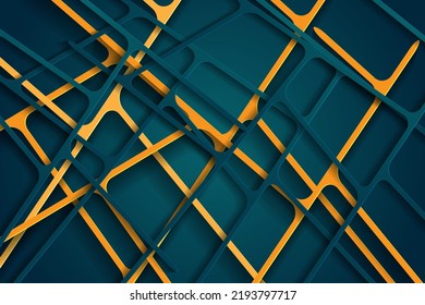 3D Vector Illustration dark blue background It features abstract illustrations, contrasting straight lines, halftone gradations	
