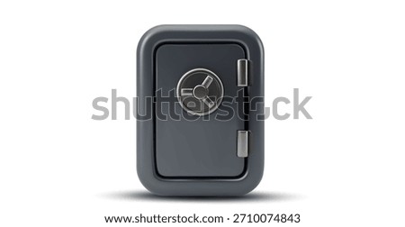 3d vector illustration of a dark steel safe vault with metal combination lock and rounded edges representing security protection privacy and financial safety