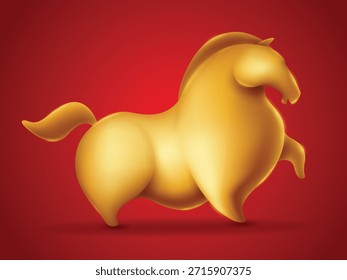 3D Vector Illustration design of Golden Horse. Isolated.