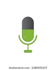 3d vector illustration of desktop microphone icon in green color isolated on white background