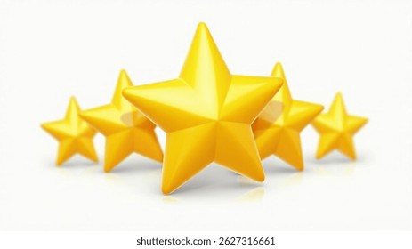 3D Vector Illustration Featuring Five Bright Yellow Stars