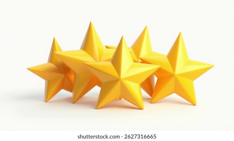 3D Vector Illustration Featuring Five Bright Yellow Stars